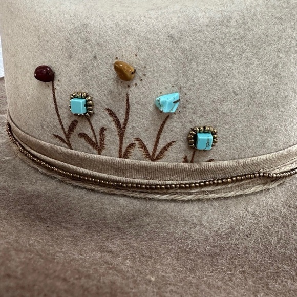 Free People Cassidy Stone Wool Hat – Taupe Ombre Wide Brim - Picture 3 of 4